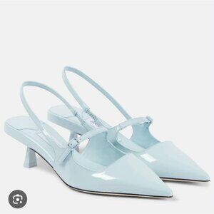 NIB JIMMY CHOO | Didi 45 patent leather slingback pumps HEELS  Ice Blue  SZ 38